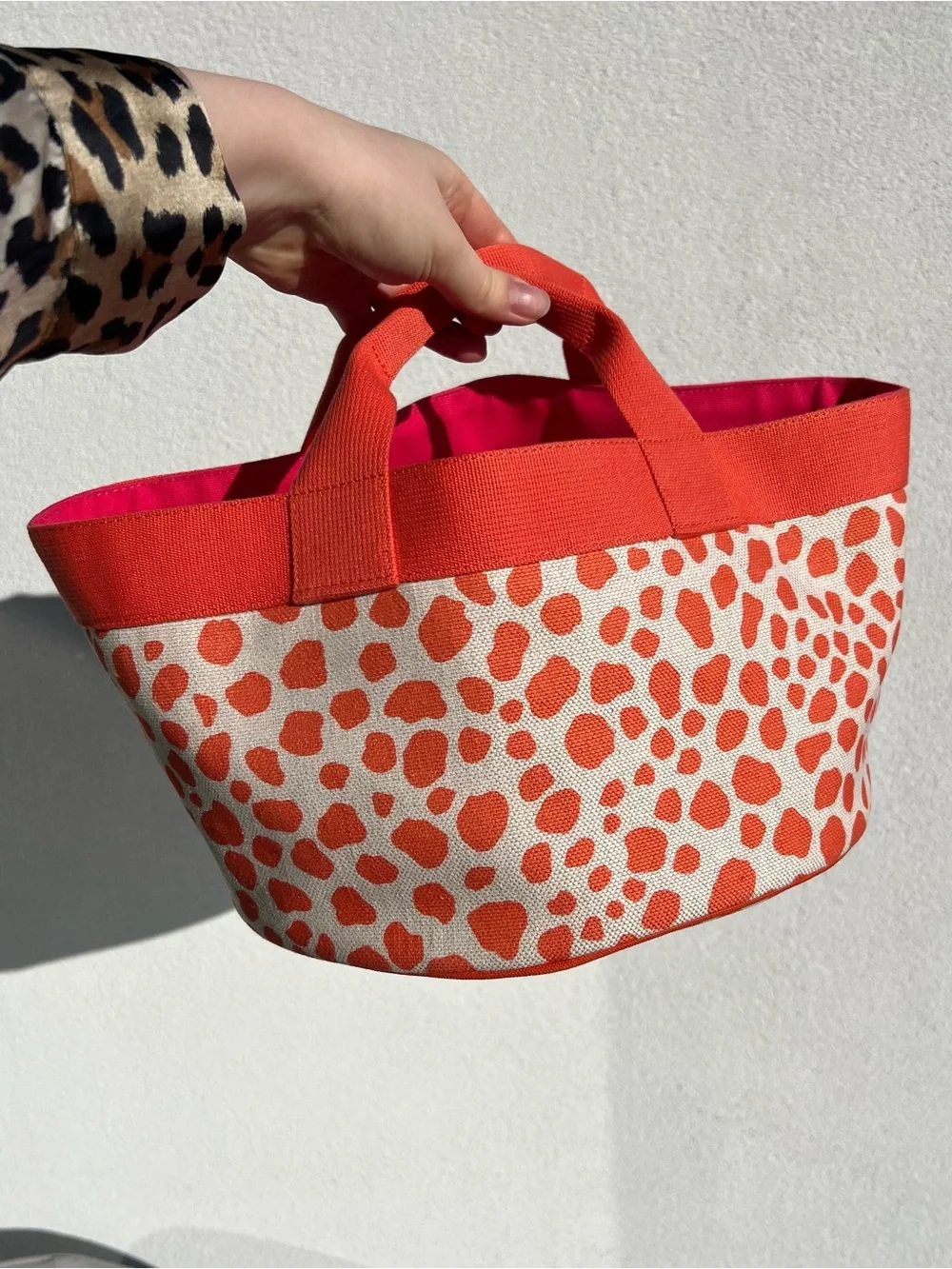 RARE HERMÈS KIDS LINE ORANGE CANVAS ANIMAL PRINT TOTE WITH POUCH